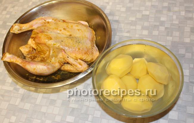 Курица запеченная целиком рецепт с фото
