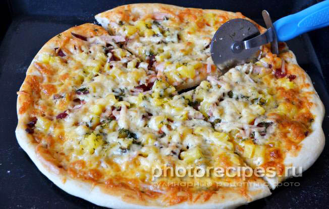 Пицца с ананасами рецепт с фото