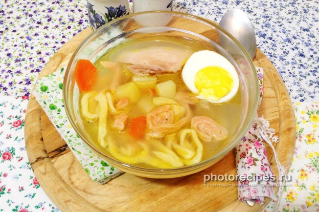 Фото куриного супа с домашней лапшой